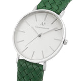 Silver White Green Diamond Uhr