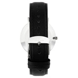 Silver White Leather Diamond Uhr