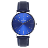 John Pettersson Silver Blue Leather Herren Armbanduhr - Unsere Herren Uhr ist das richtige Accessoire für besondere Momente im Alltag.
