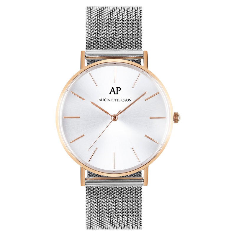 Rosègold Silver Diamond Uhr