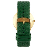 Gold Green Leather Diamond Uhr