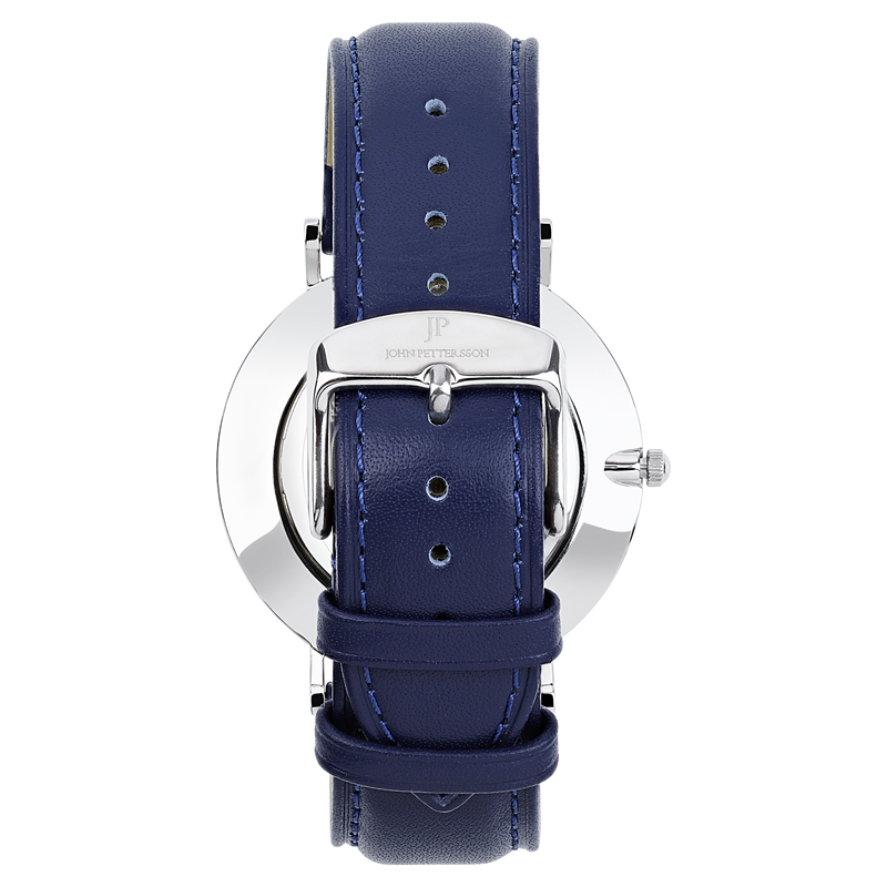 John Pettersson Silver Blue Leather Herren Armbanduhr - Unsere Herren Uhr ist das richtige Accessoire für besondere Momente im Alltag.