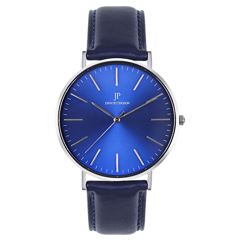 John Pettersson Silver Blue Leather Herren Armbanduhr - Unsere Herren Uhr ist das richtige Accessoire für besondere Momente im Alltag.